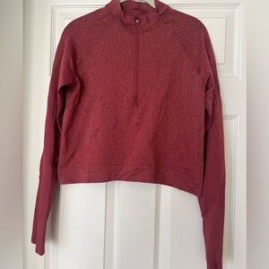 NWOT Lululemon Athletica Maroon Black herringbone Rest Less half zip Top